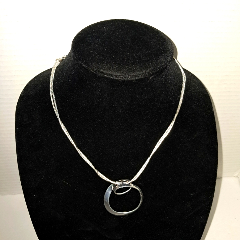 Dana Buchman SIlvertone Swirl Pendant Double Rope Necklace
